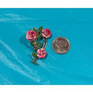 Coro Rose Floral Brooch Marked Vintage